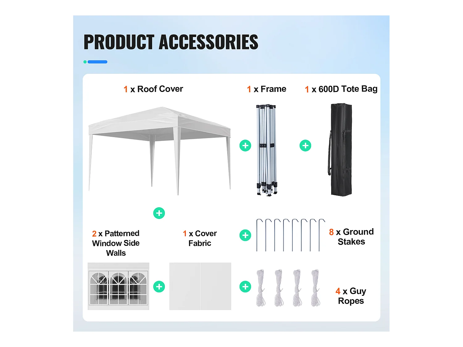 Tonnelle Pop-up SucceBuy Gazebo Auvent Abri Solaire, 2,95 x 2,95m, avec Parois Latérale