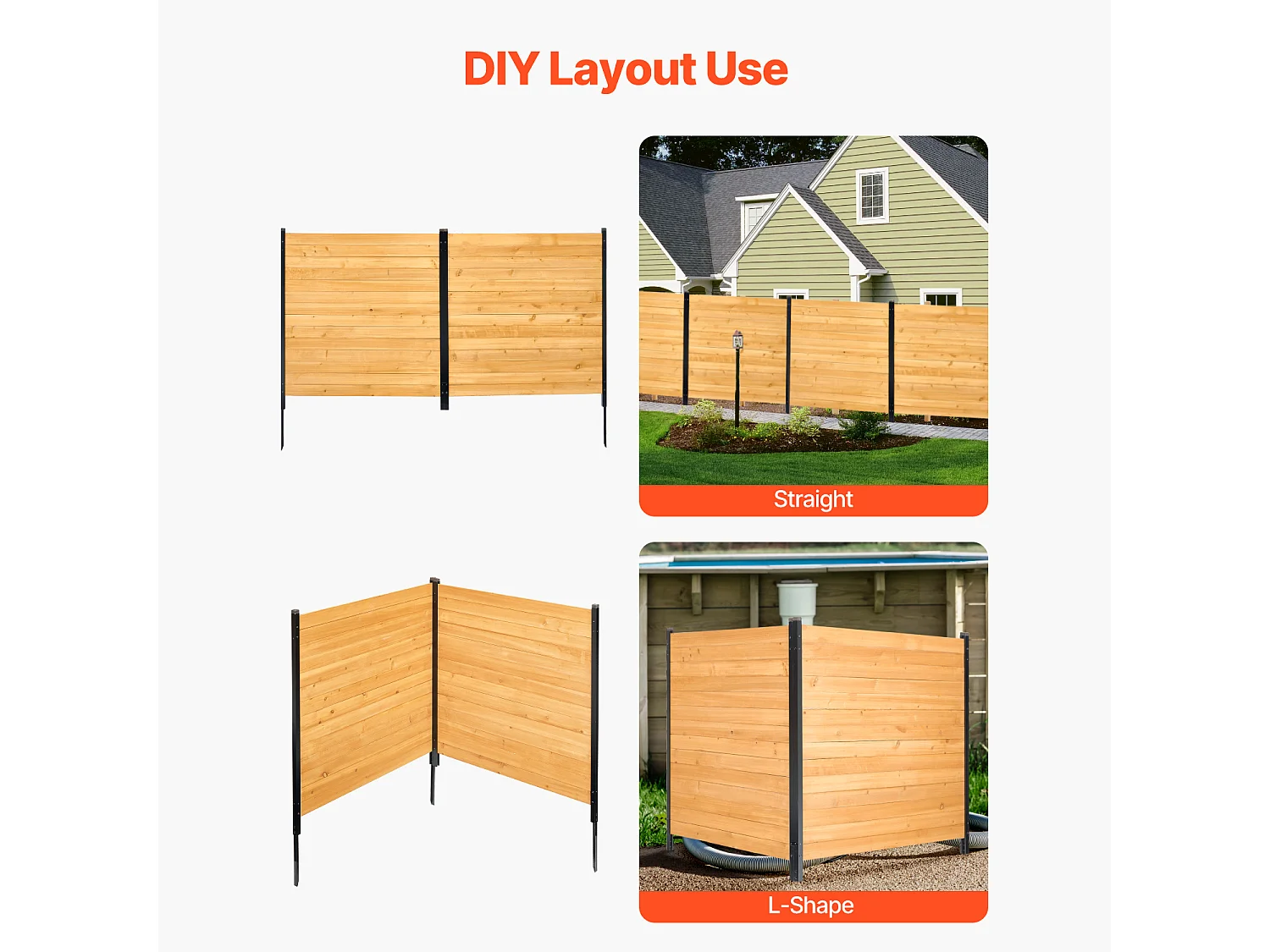 Clôture de Confidentialité Bois SucceBuy, 2 Panneaux, 110 x 98,2 cm pour Climatiseur