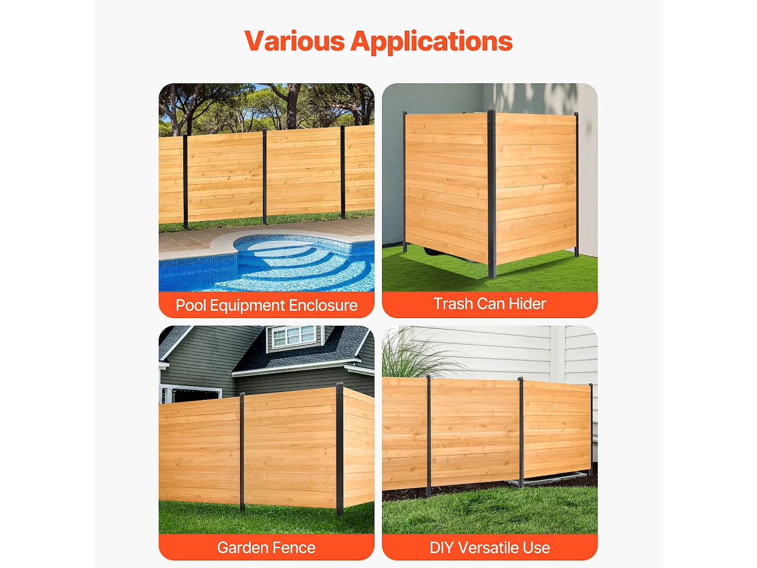 Clôture de Confidentialité Bois SucceBuy, 2 Panneaux, 110 x 98,2 cm pour Climatiseur