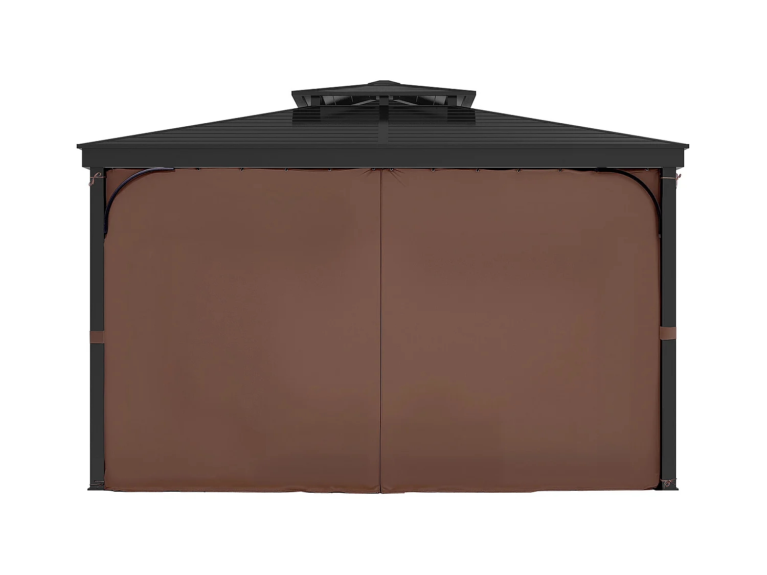 Rideau d'Intimité Imperméable Tonnelle SucceBuy, 4 Panneaux, 284 x 284 x 211 cm, Café