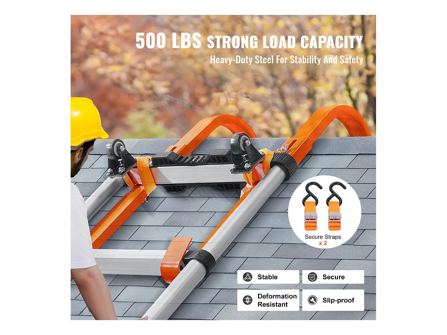 Crochets pour Échelle, SucceBuy Lot de 2 Stabilisateurs pour Échelle de Toit avec Roue en Acier