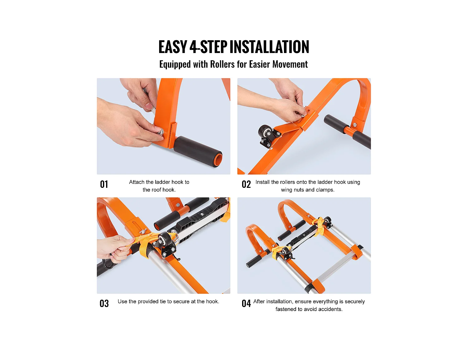 Crochets pour Échelle, SucceBuy Lot de 2 Stabilisateurs pour Échelle de Toit avec Roue en Acier