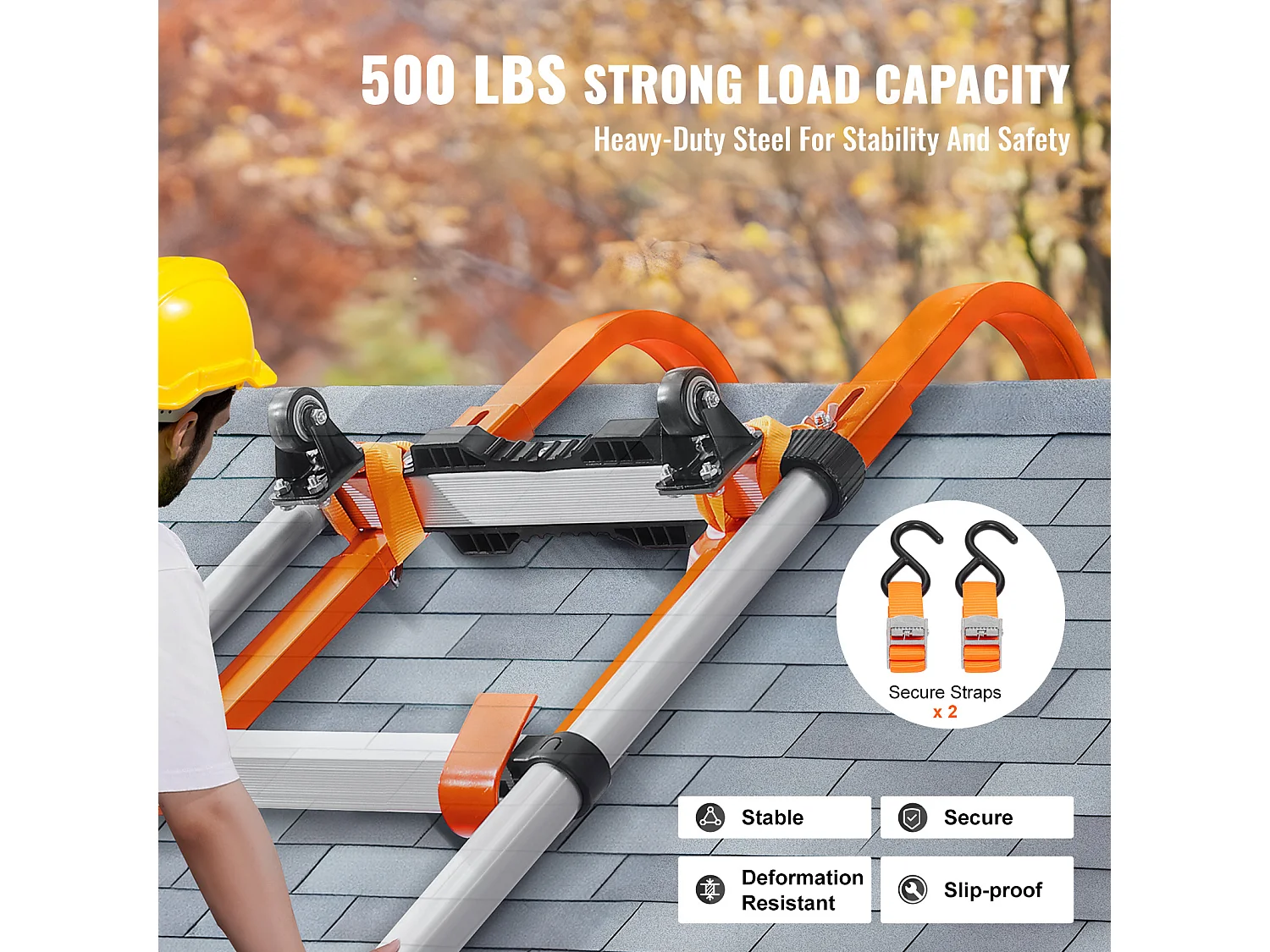 Haki do Drabiny, SucceBuy Komplet 2 Stabilizatorów do Drabiny Dachowej ze Stalowym Kołem