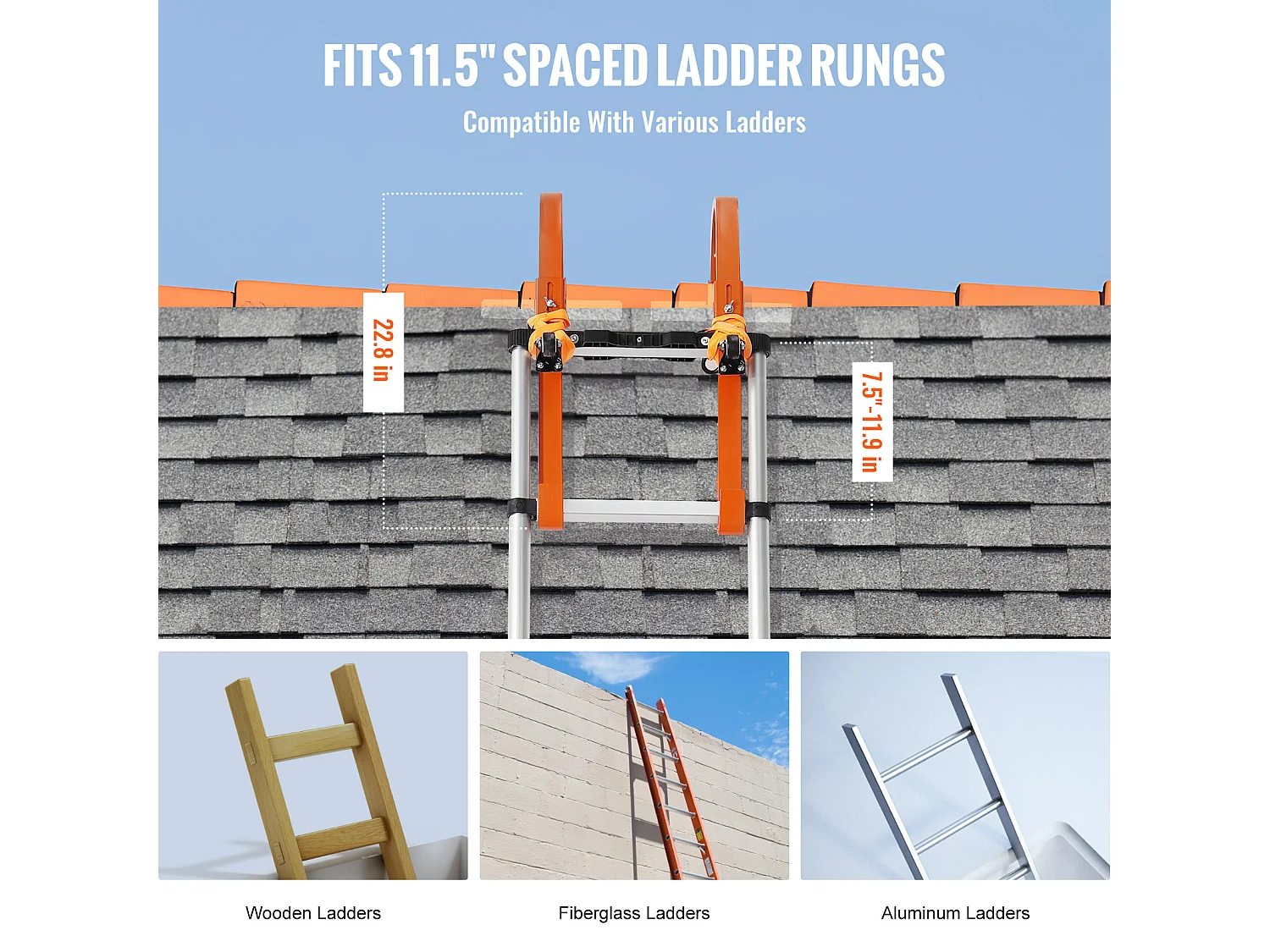 Haki do Drabiny, SucceBuy Komplet 2 Stabilizatorów do Drabiny Dachowej ze Stalowym Kołem