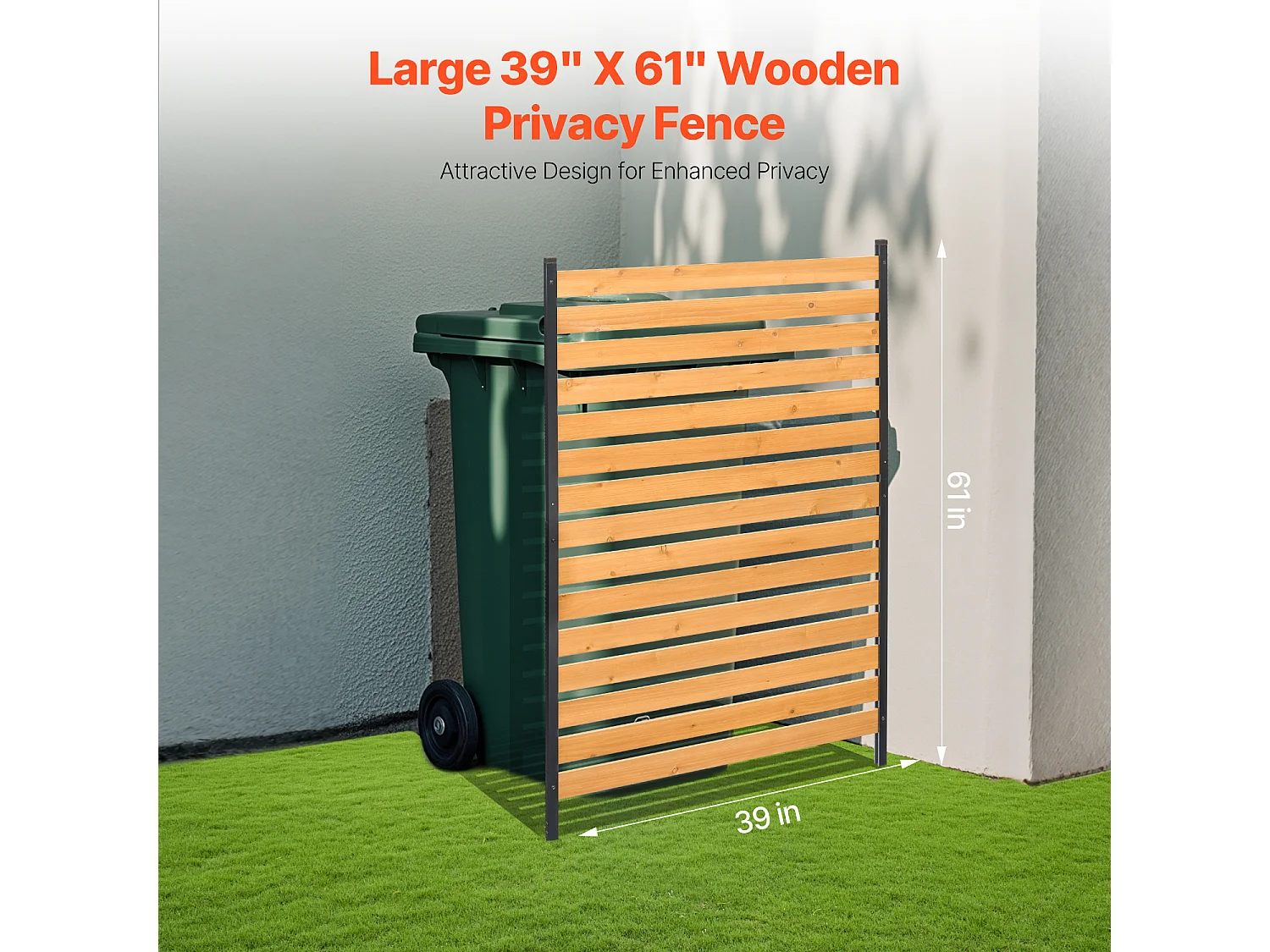 Houten Privacyhek SucceBuy, 1 Paneel, 98 x 155 cm voor Airconditioning, van Massief Natuurlijk Hout en Stevige Metalen Palen