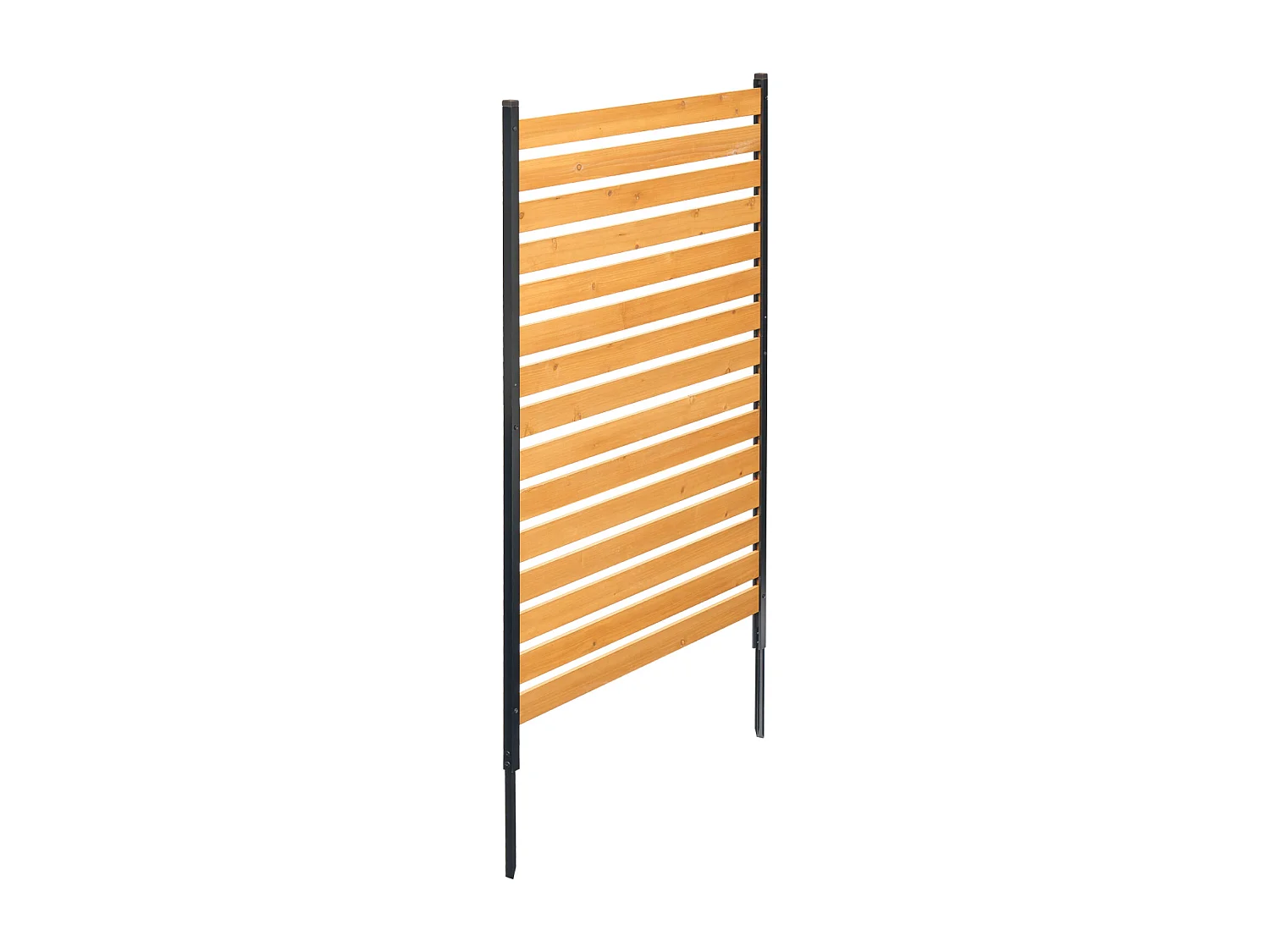 Houten Privacyhek SucceBuy, 1 Paneel, 98 x 155 cm voor Airconditioning, van Massief Natuurlijk Hout en Stevige Metalen Palen