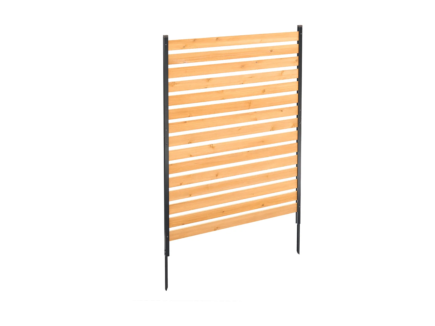 Houten Privacyhek SucceBuy, 1 Paneel, 98 x 155 cm voor Airconditioning, van Massief Natuurlijk Hout en Stevige Metalen Palen