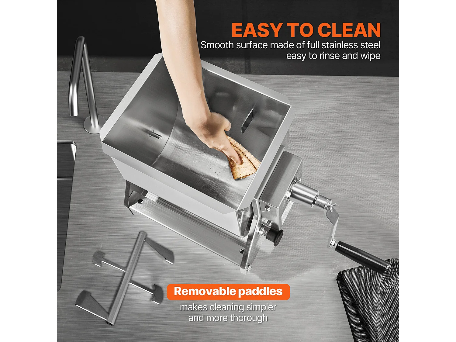 Fleischmischer SucceBuy, Manuell mit Kippbarem 60-Liter-Behälter und Drehzahlminderer