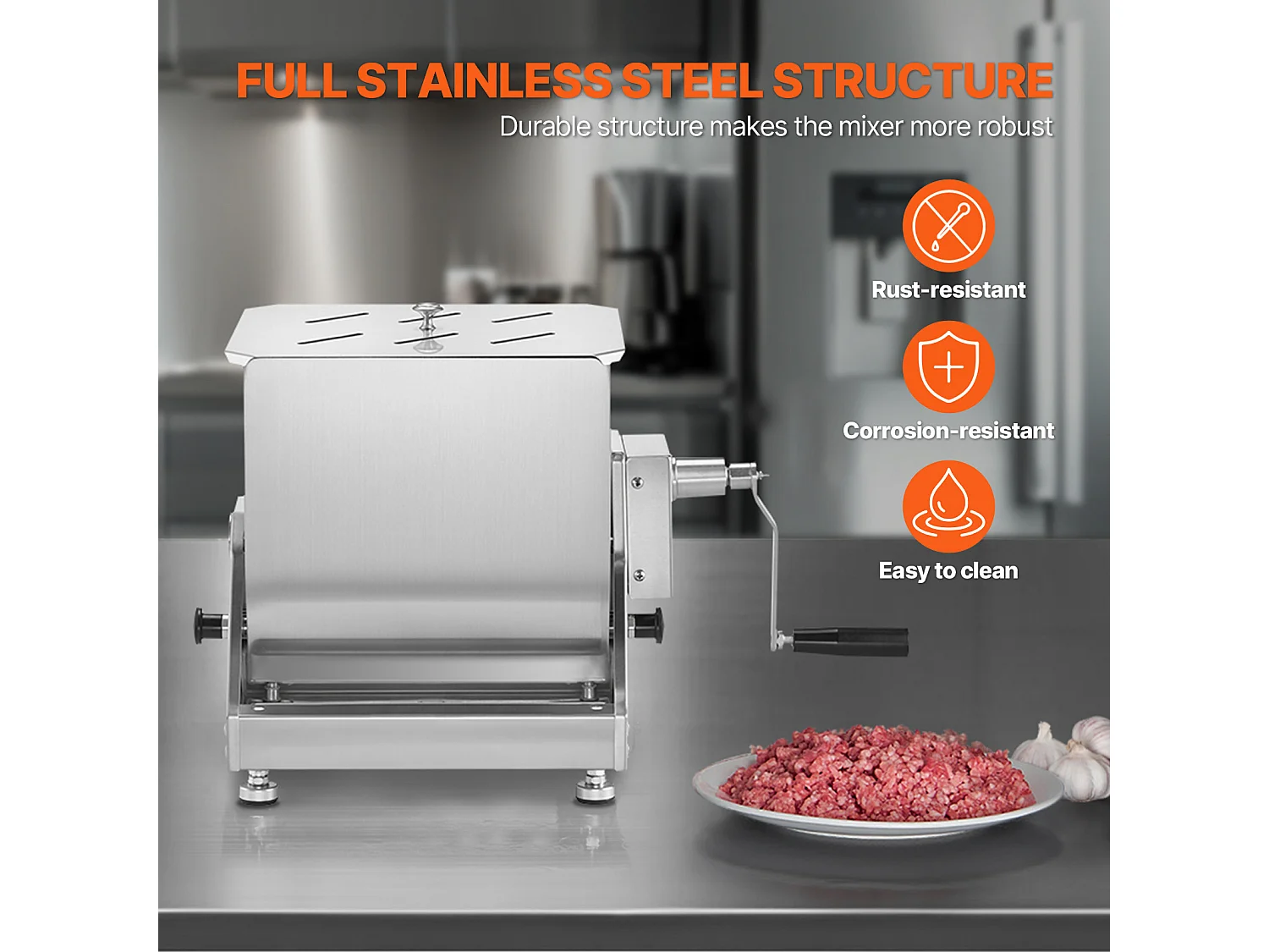 Fleischmischer SucceBuy, Manuell mit Kippbarem 60-Liter-Behälter und Drehzahlminderer