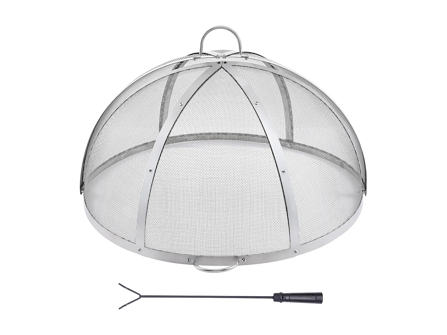 Couvercle de Protection SucceBuy Anti-Étincelles pour Foyer Rond à Bois de 76.2cm en Acier Inoxydable, Accessoires Ronds pour Anneau de Foyer Extérieur