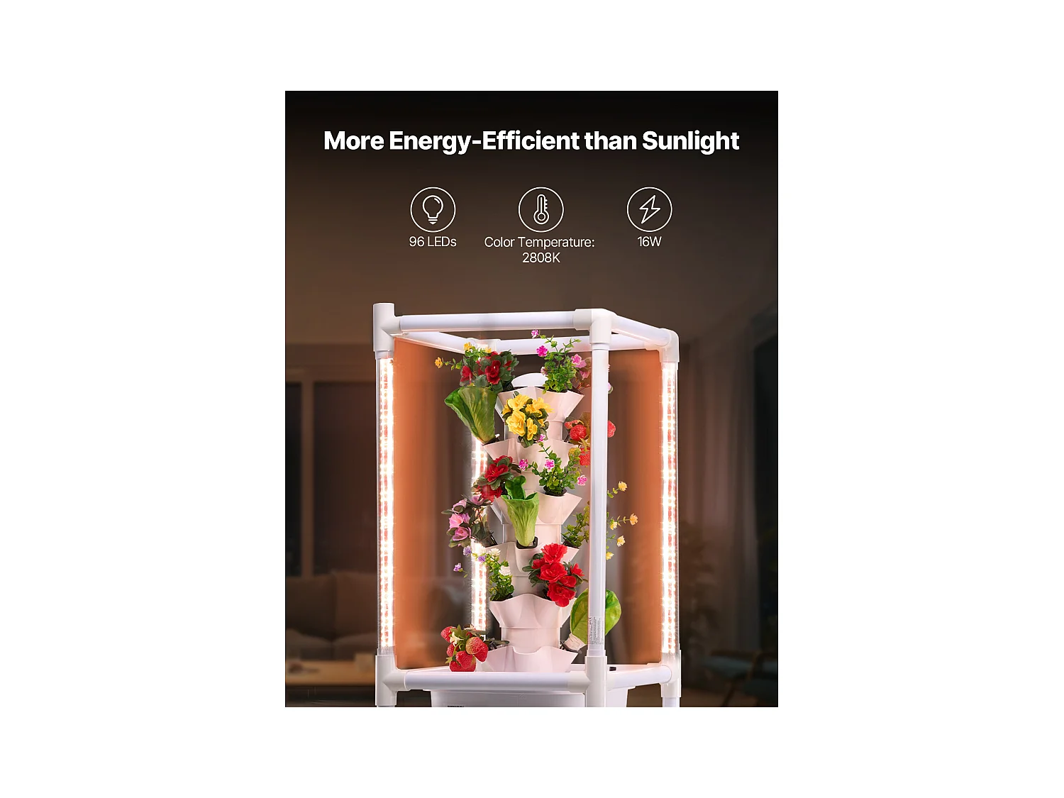 System Hydroponiczny SucceBuy z Lampą do Uprawy Roślin, 30 Miejscami i 6 Poziomami, Pionowy Ogród Domowy z Pompą Wodną, Zestaw do Kiełkowania Ziół, Owoców i Warzyw