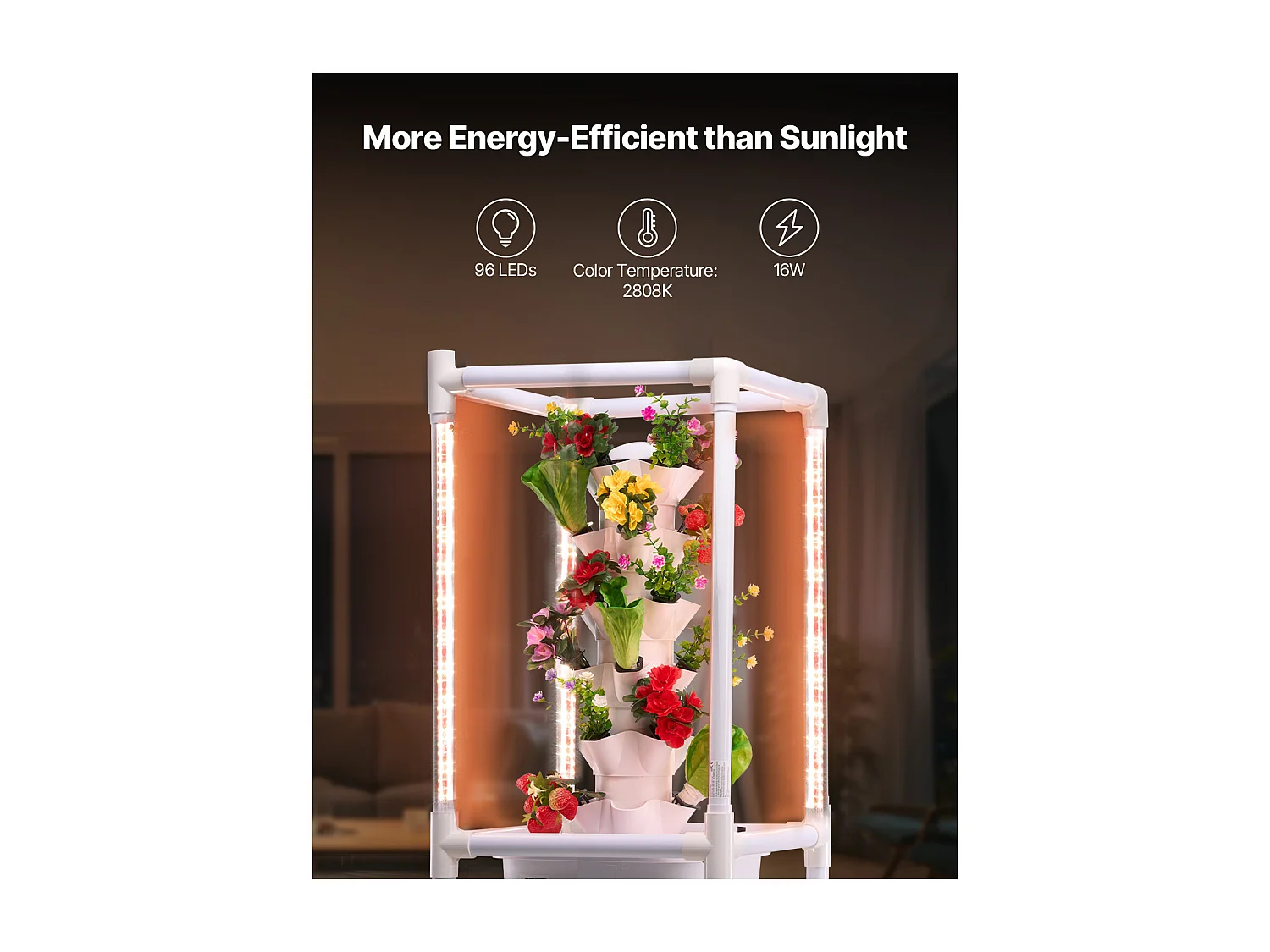 Sistema de Cultivo Hidropónico SucceBuy com Lâmpada de Crescimento, 30 Locais e 6 Níveis, Kit de Germinação para Ervas, Frutas e Legumes