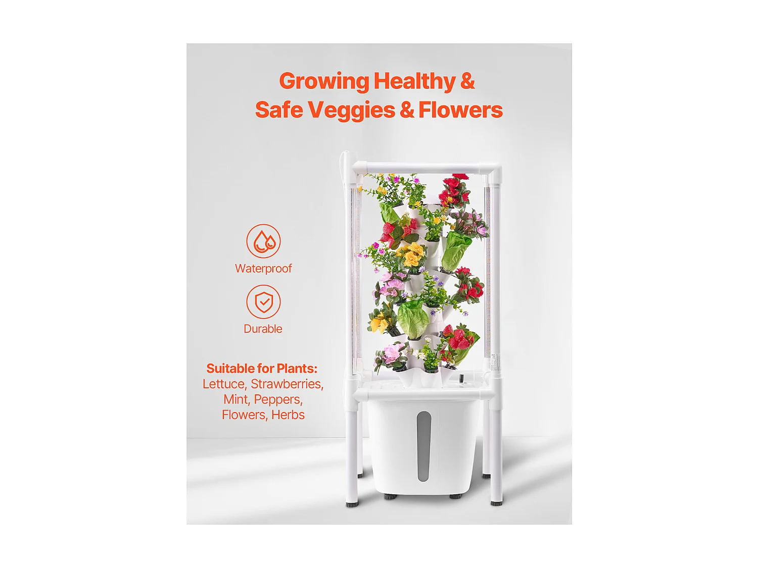 Sistema de Cultivo Hidropónico SucceBuy com Lâmpada de Crescimento, 30 Locais e 6 Níveis, Kit de Germinação para Ervas, Frutas e Legumes