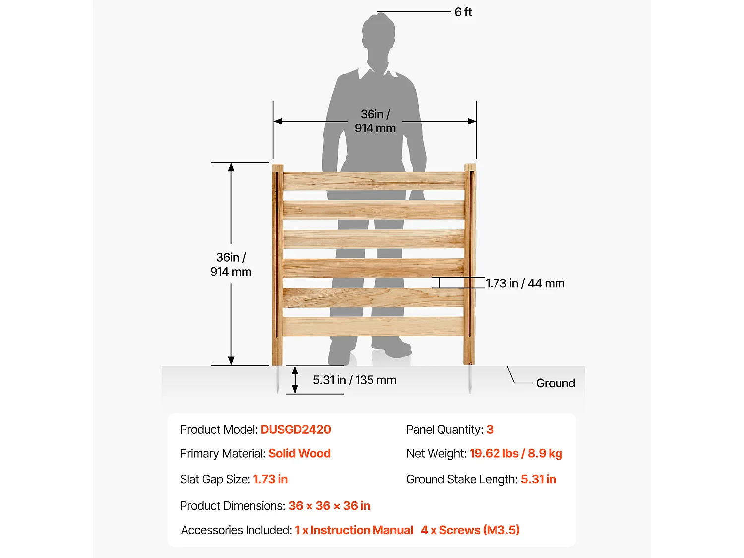 Clôture de Confidentialité Bois SucceBuy, 3 Panneaux, 91,4 x 91,4 cm pour Climatiseur