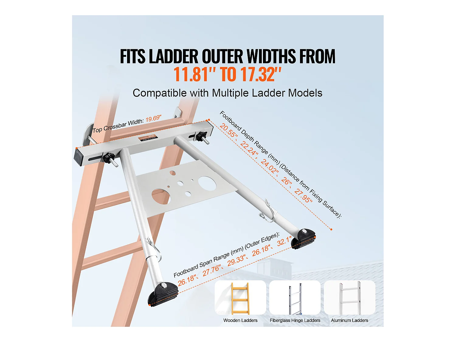 Stabilisateur d'Échelle SucceBuy Entretoise avec Pieds Réglables et Extension Accessoire Robuste pour Toit ou Échelle Droite