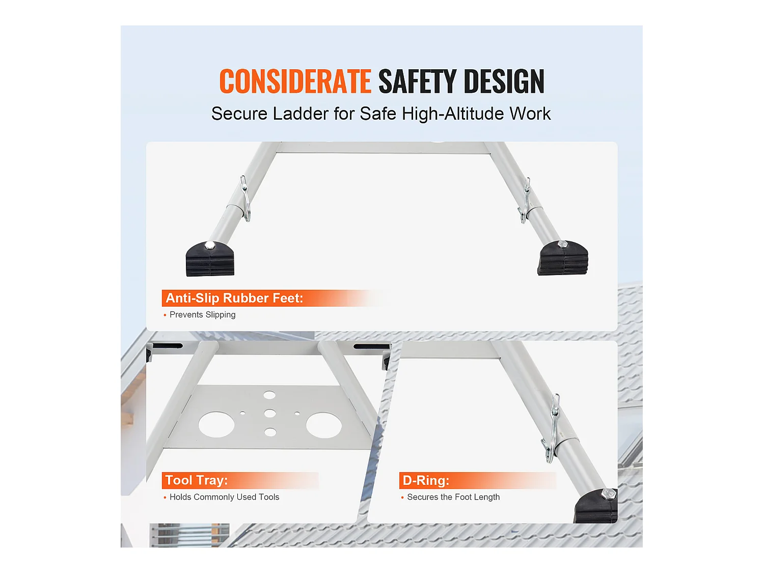 Stabilisateur d'Échelle SucceBuy Entretoise avec Pieds Réglables et Extension Accessoire Robuste pour Toit ou Échelle Droite