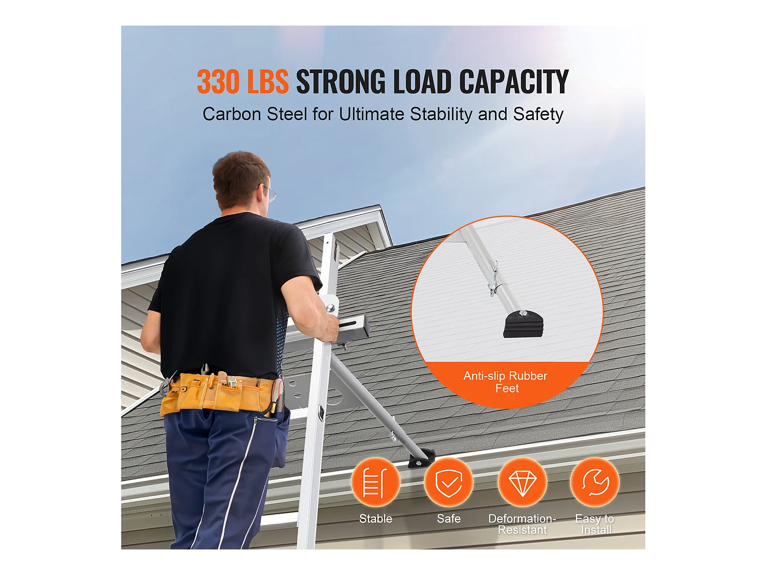 Stabilisateur d'Échelle SucceBuy Entretoise avec Pieds Réglables et Extension Accessoire Robuste pour Toit ou Échelle Droite