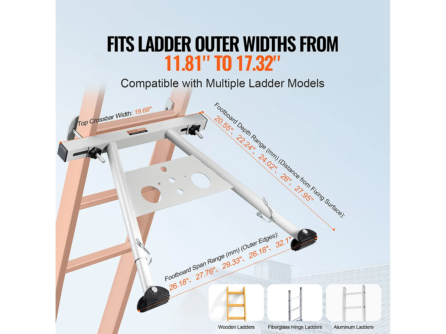 Leiterstabilisator SucceBuy Abstandshalter mit Verstellbaren Füßen und Verlängerung Robustes Zubehör für Dach oder Gerade Leitern