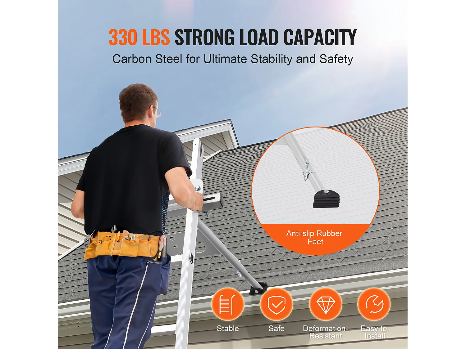 Leiterstabilisator SucceBuy Abstandshalter mit Verstellbaren Füßen und Verlängerung Robustes Zubehör für Dach oder Gerade Leitern