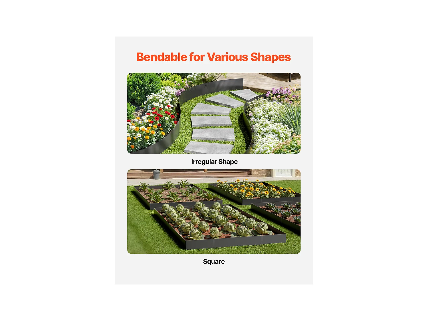 Borda para Jardim SucceBuy em Aço, Resistente à Ferrugem, 6 Peças, 101,6 x 15,2 cm, Preta