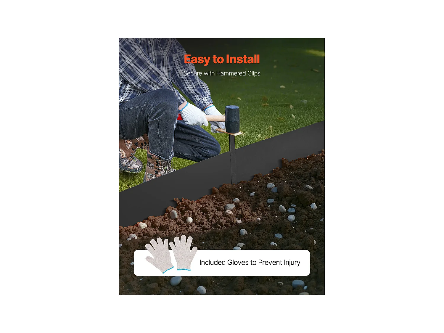 Borda para Jardim SucceBuy em Aço, Resistente à Ferrugem, 6 Peças, 101,6 x 15,2 cm, Preta