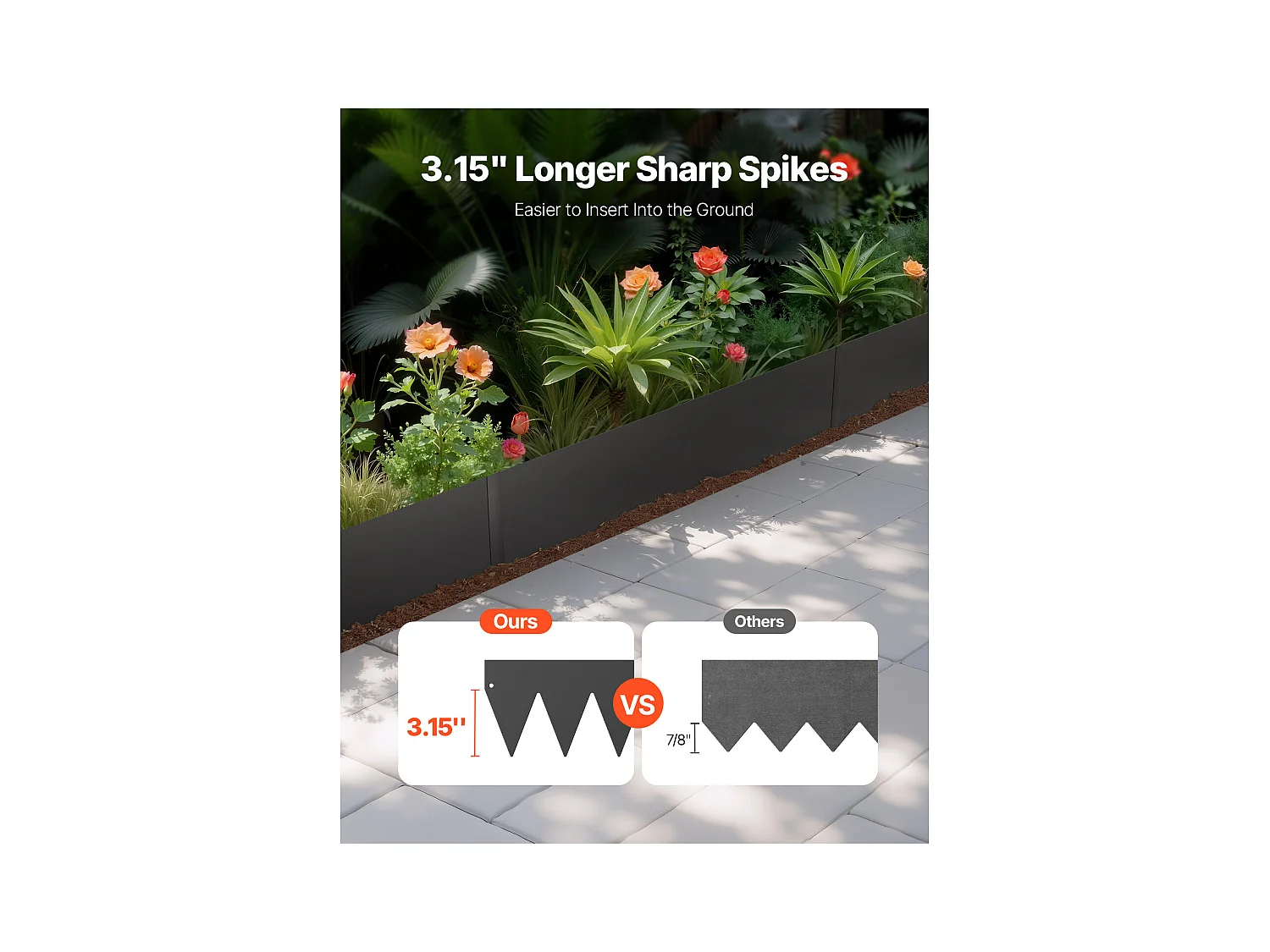 Bordatura per Giardino in Acciaio SucceBuy, Resistente Alla Ruggine, 6 Pezzi, 101,6x15,2 cm, Nero