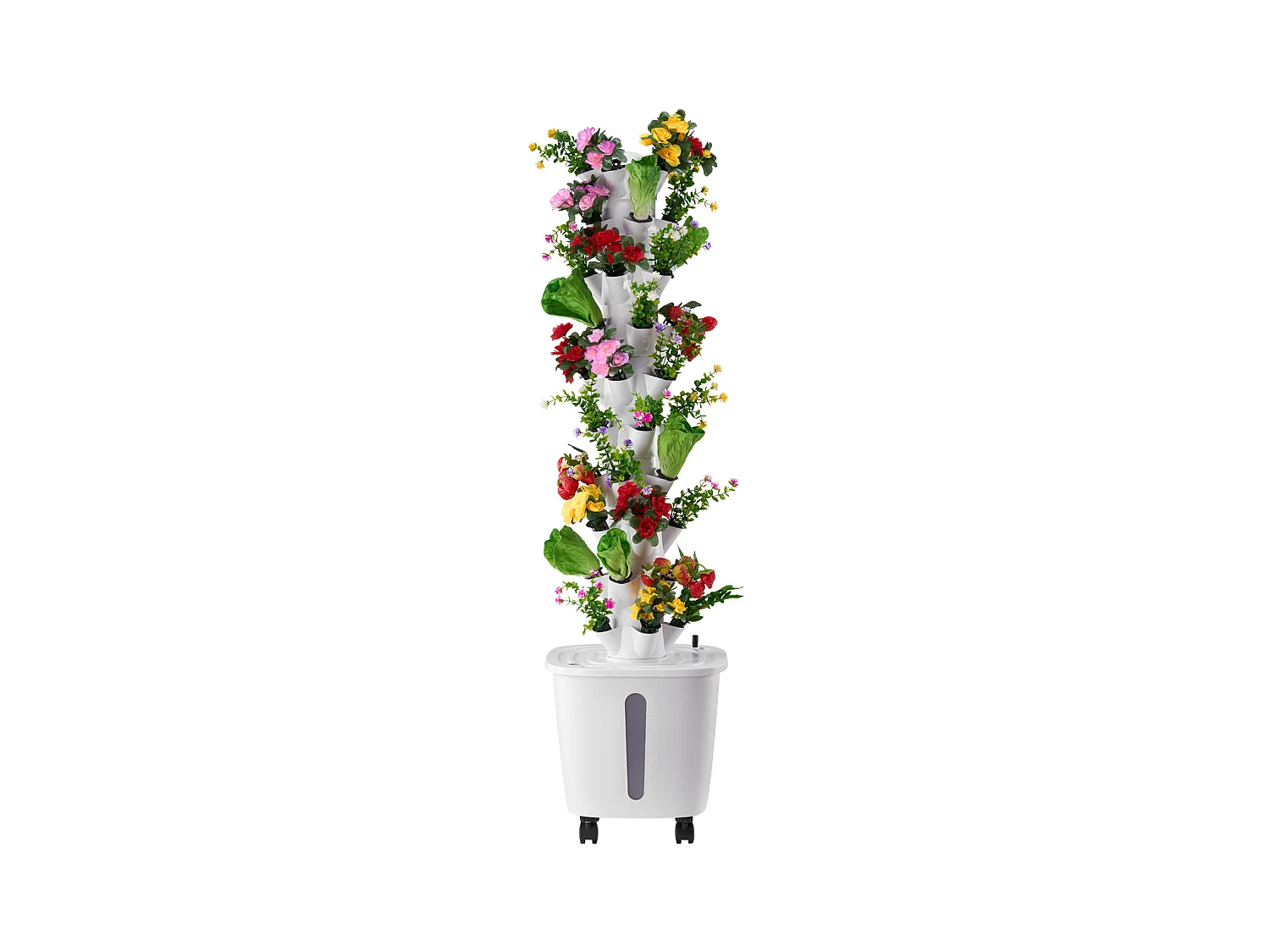 Système de Culture Hydroponique SucceBuy avec 50 Emplacements de Plantation, Tour Verticale à 10 Niveaux sur Roulettes, Idéale pour Cultiver des Herbes