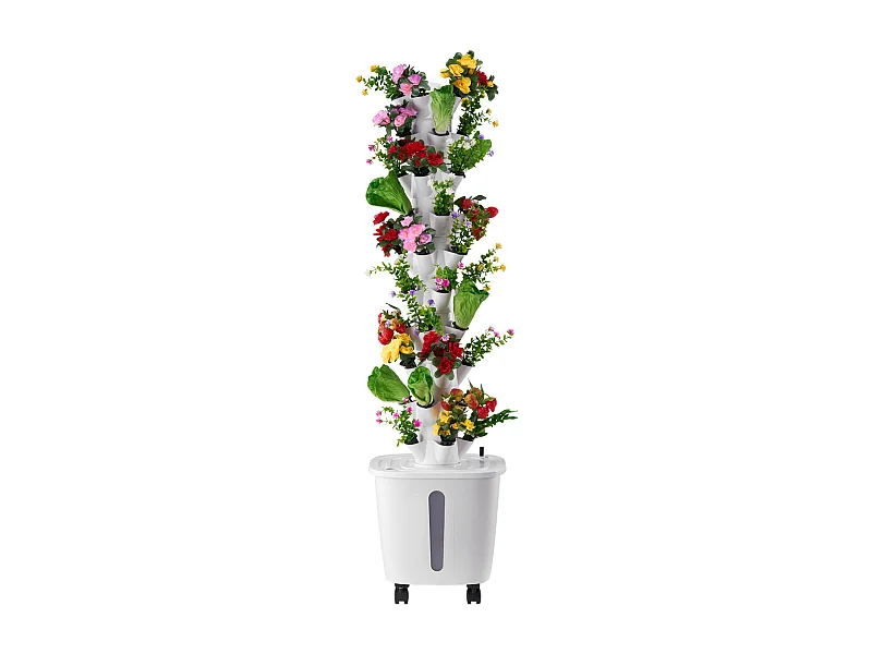 Sistema de Cultivo Hidropónico SucceBuy com 50 Locais de Plantação, Torre Vertical de 10 Níveis com Rodízios, Equipada com uma Bomba de Água e um Kit de Germinação