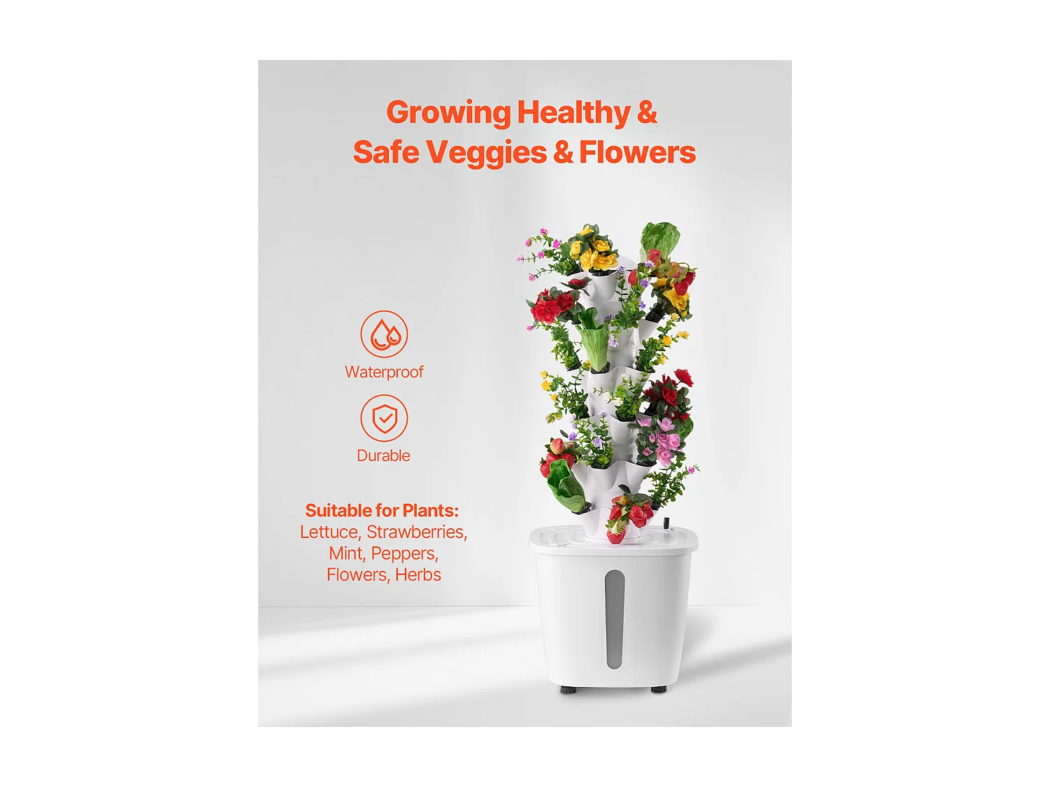 Système de Culture Hydroponique SucceBuy avec 30 Tours Verticals et 6 Niveaux, Jardin Intérieur équipé d'une Pompe à Eau et d'une Minuterie