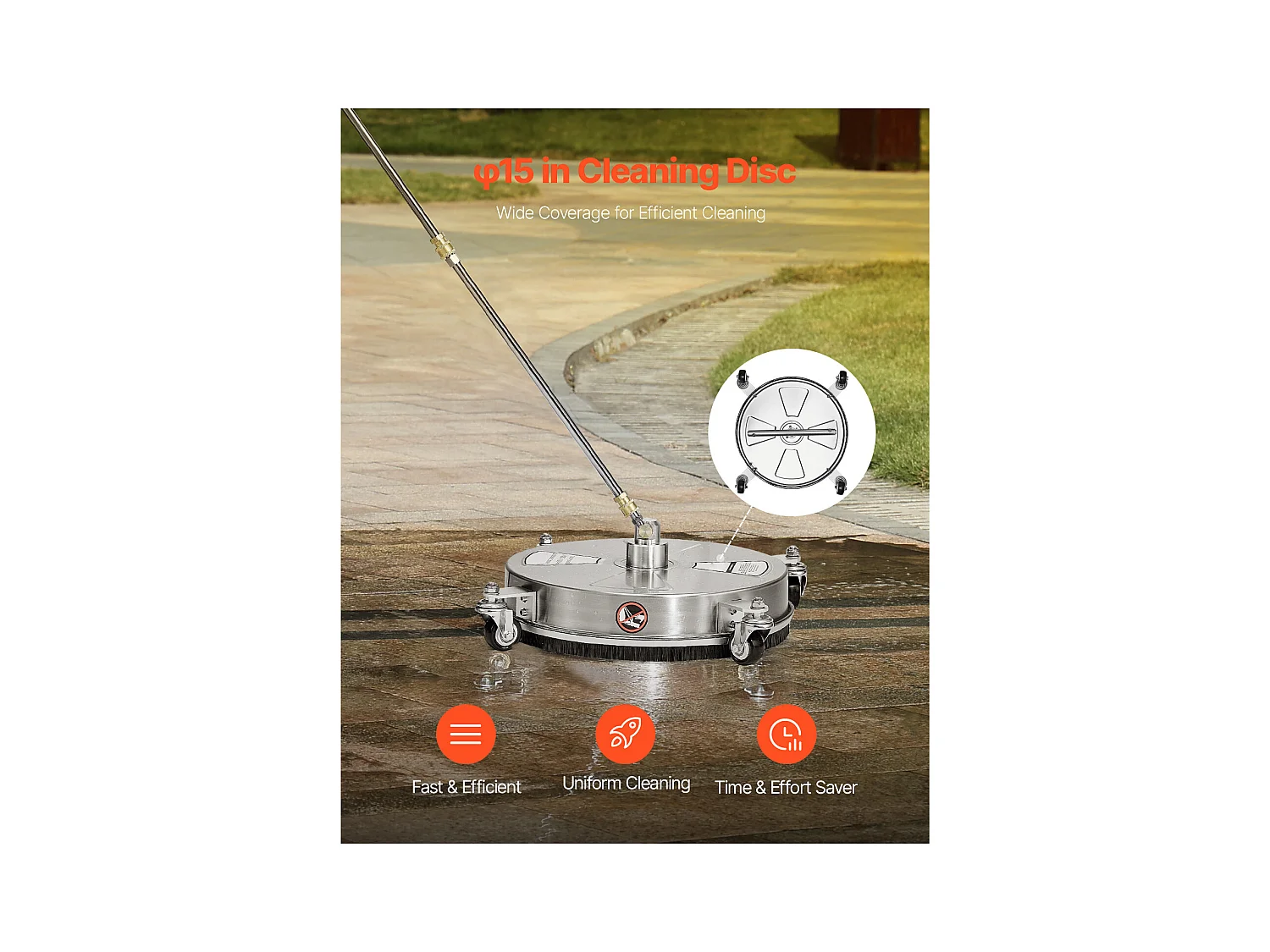 Nettoyeur Surface pour Nettoyeur Haute Pression SucceBuy, 39,5 cm, 2 Tiges Extension