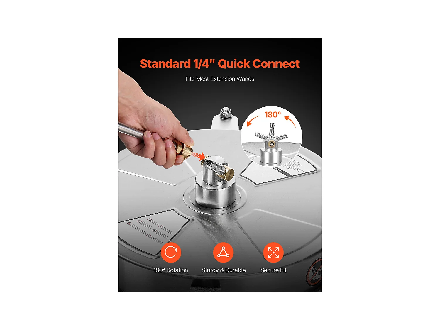 Nettoyeur Surface pour Nettoyeur Haute Pression SucceBuy, 39,5 cm, 2 Tiges Extension