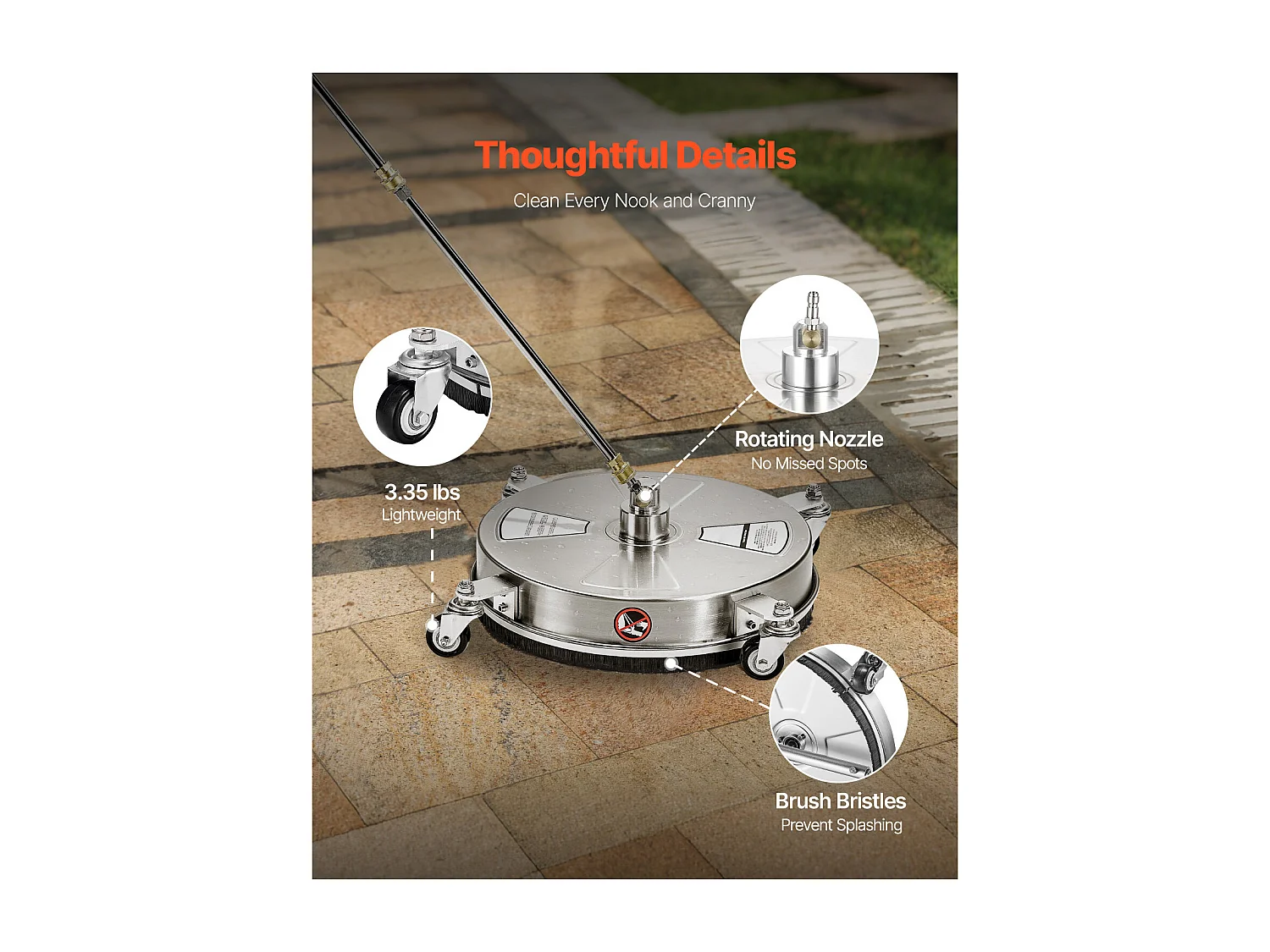 Nettoyeur Surface pour Nettoyeur Haute Pression SucceBuy, 39,5 cm, 2 Tiges Extension