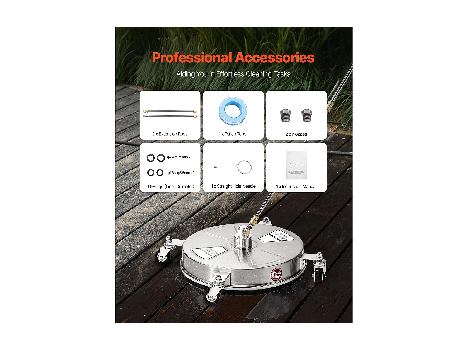 Nettoyeur Surface pour Nettoyeur Haute Pression SucceBuy, 39,5 cm, 2 Tiges Extension