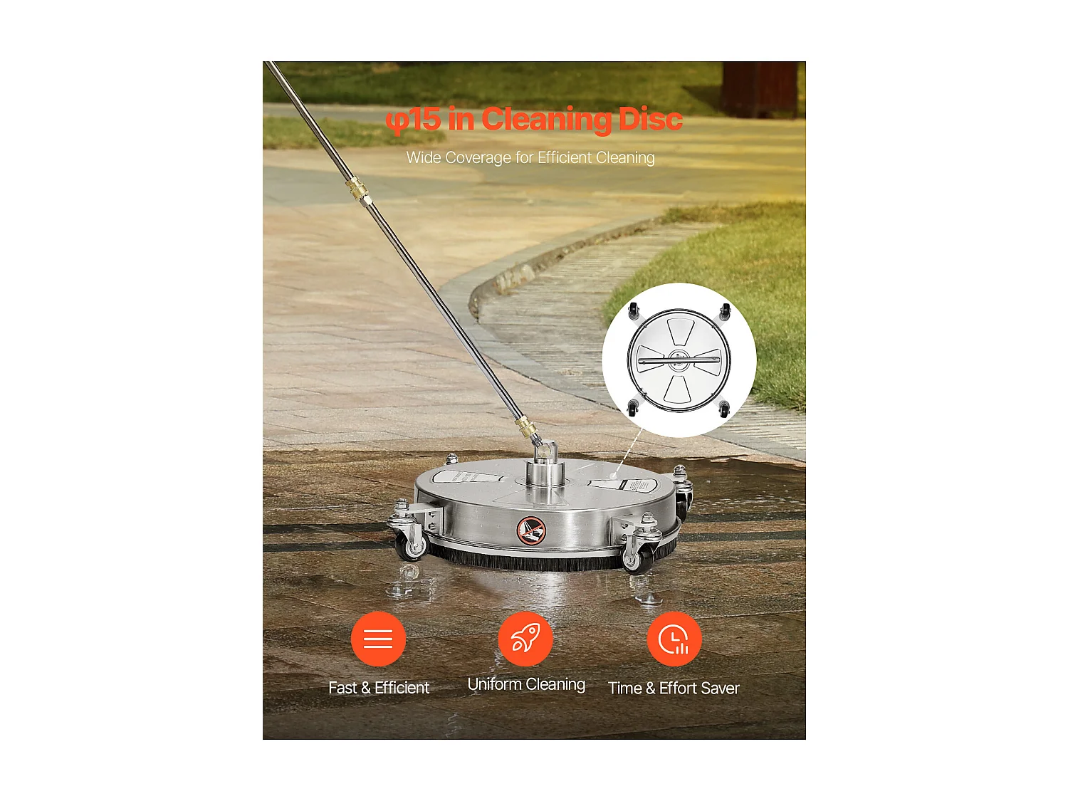 Nettoyeur Surface pour Nettoyeur Haute Pression SucceBuy, 39,5 cm, 2 Tiges Extension