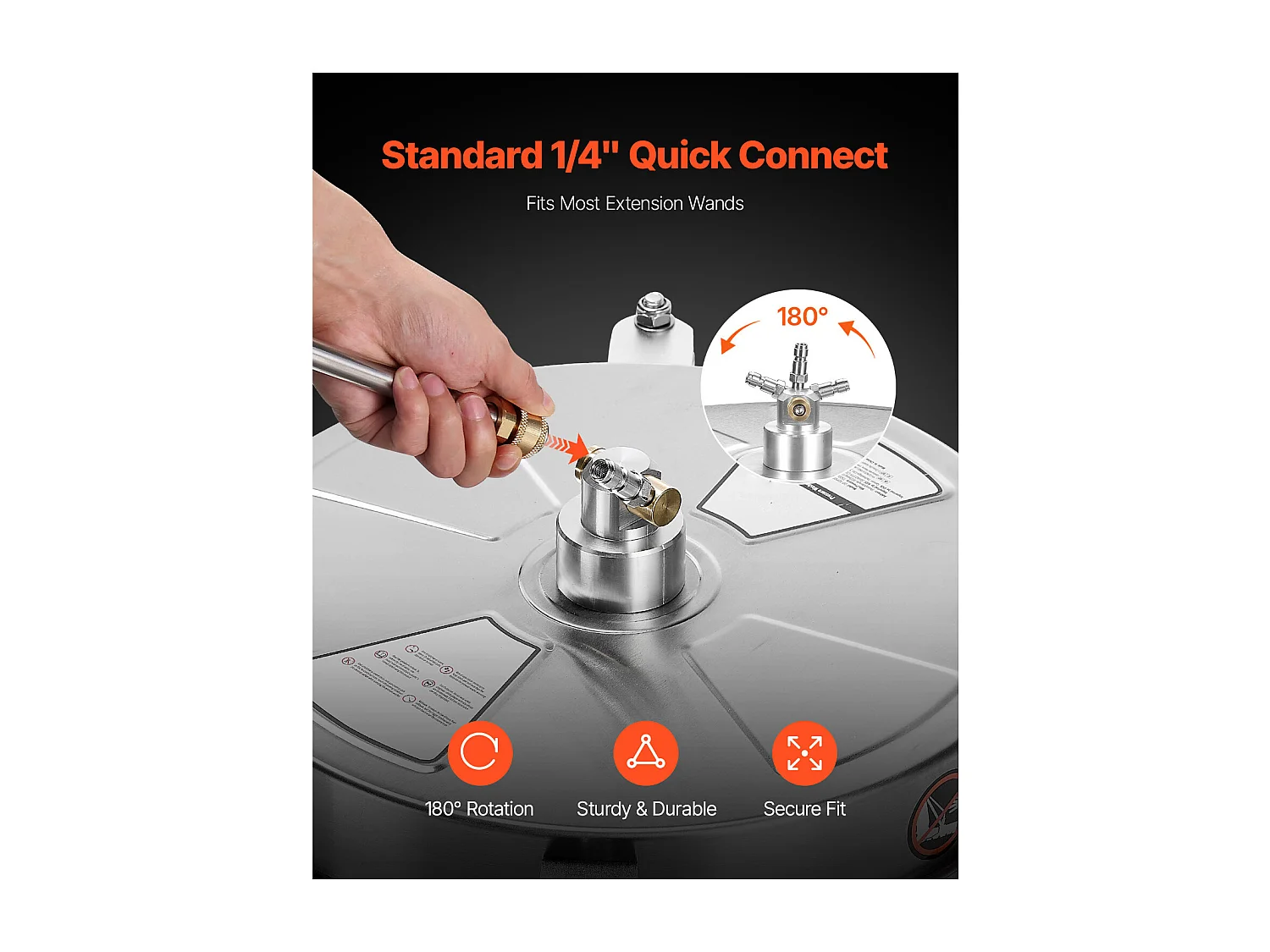 Nettoyeur Surface pour Nettoyeur Haute Pression SucceBuy, 39,5 cm, 2 Tiges Extension