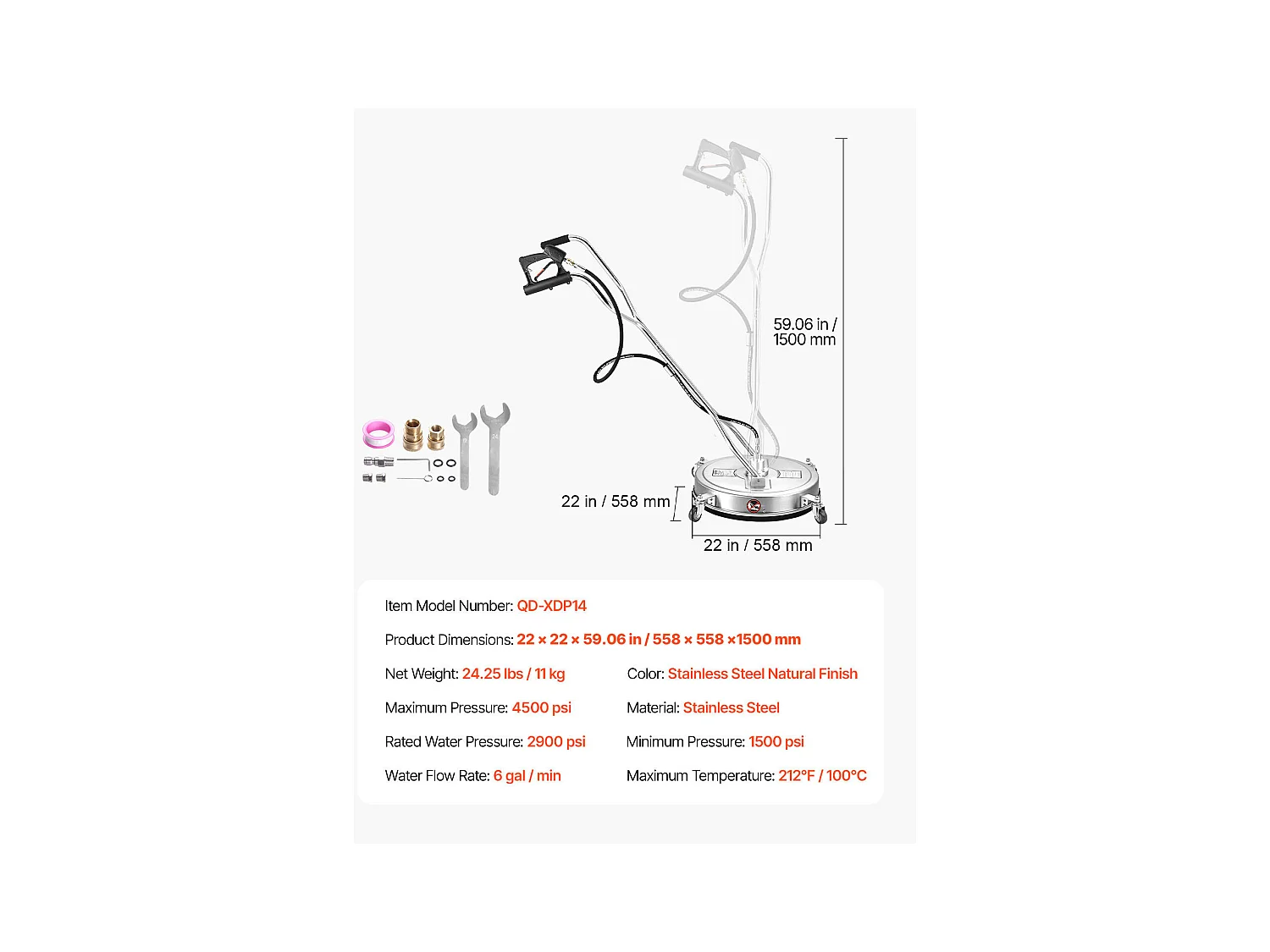 Nettoyeur Surface pour Nettoyeur Haute Pression SucceBuy, 55,8 cm, Poignées Roues