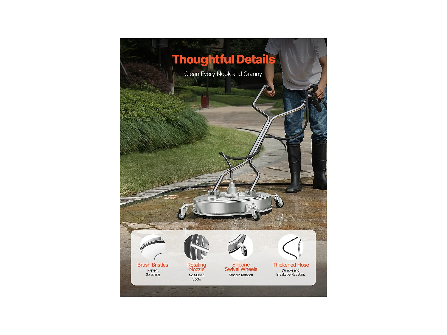 Nettoyeur Surface pour Nettoyeur Haute Pression SucceBuy, 55,8 cm, Poignées Roues