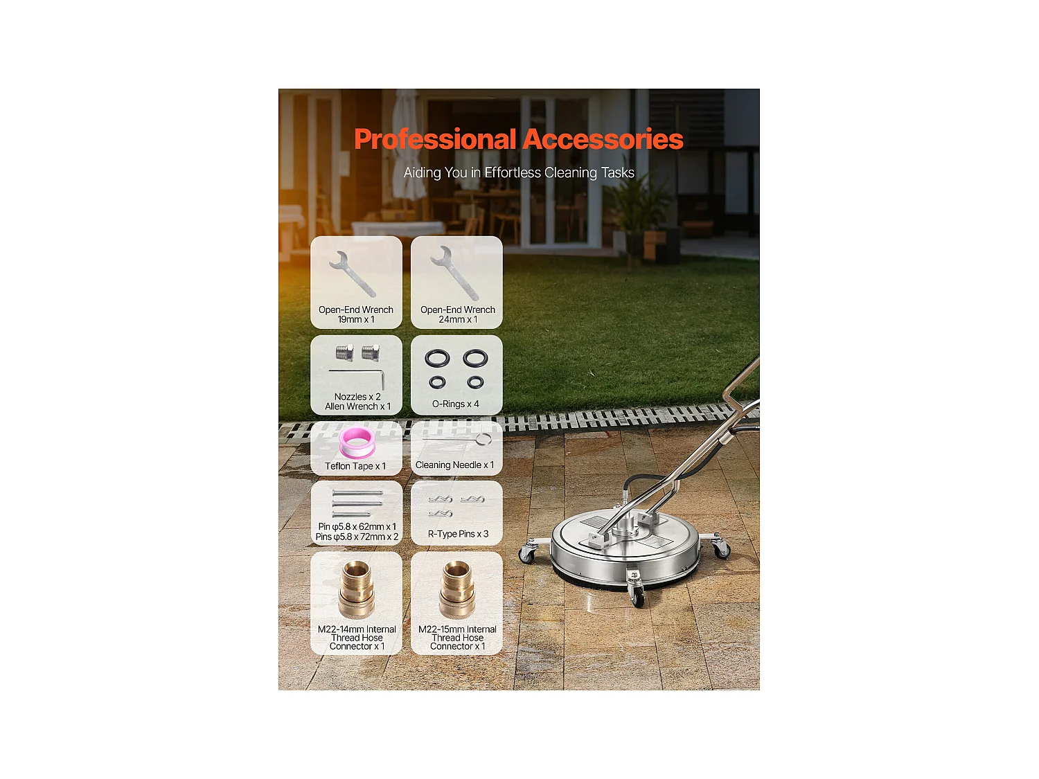 Nettoyeur Surface pour Nettoyeur Haute Pression SucceBuy, 55,8 cm, Poignées Roues