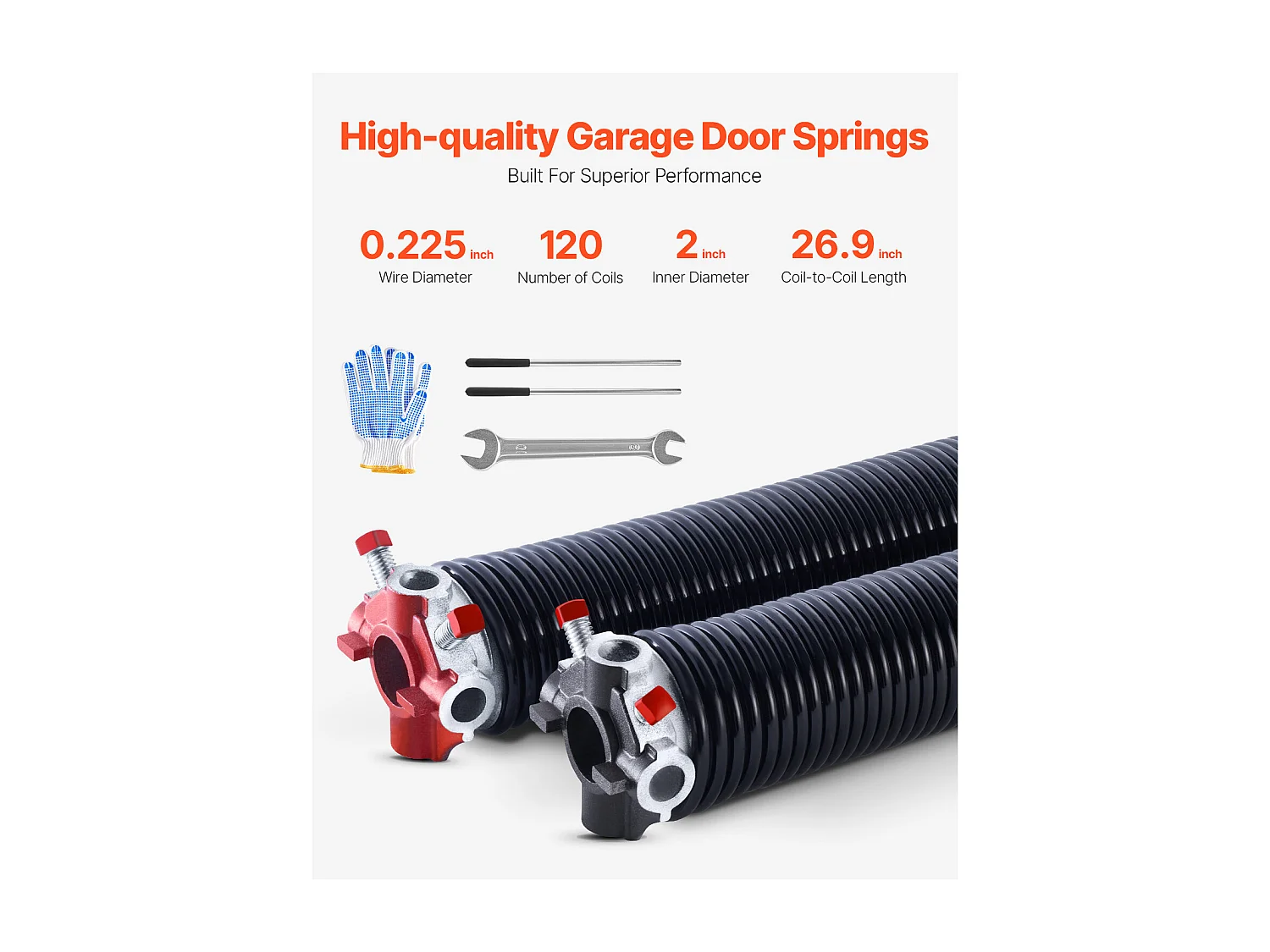 Ressorts de Torsion SucceBuy pour Porte de Garage, Paire de 0.5 x 5.08 x 69cm avec Barres d'Enroulement