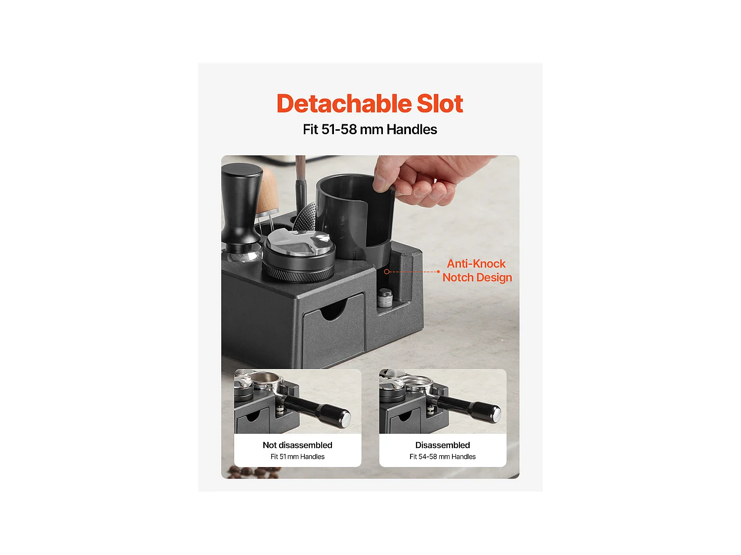 Station de Bourrage SucceBuy d'Espresso ABS, Compatible 5.1-5.8 cm, Fente Détachable pour Baristas