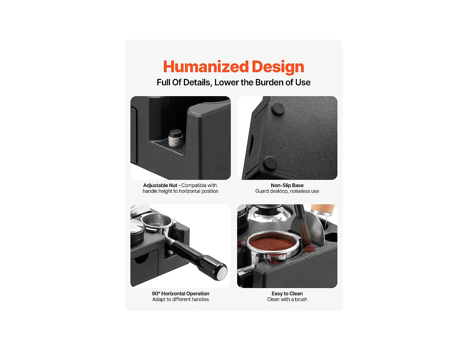 Station de Bourrage SucceBuy d'Espresso ABS, Compatible 5.1-5.8 cm, Fente Détachable pour Baristas