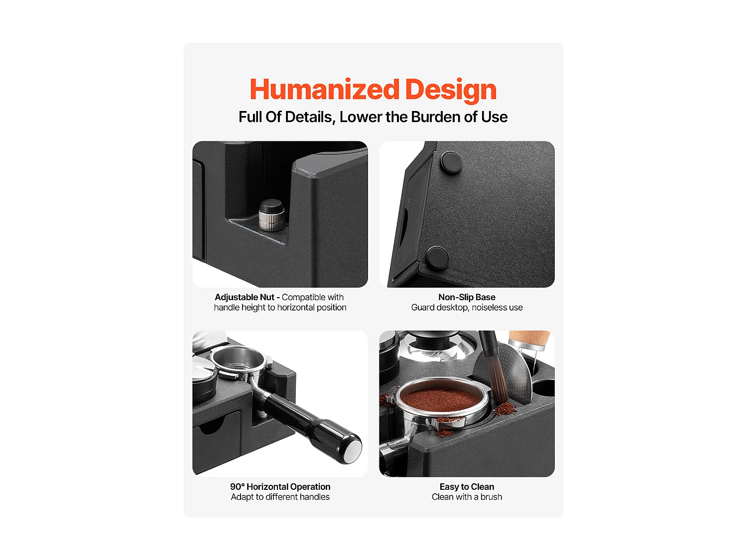 Station de Bourrage SucceBuy d'Espresso ABS, Compatible 5.1-5.8 cm, Fente Détachable pour Baristas