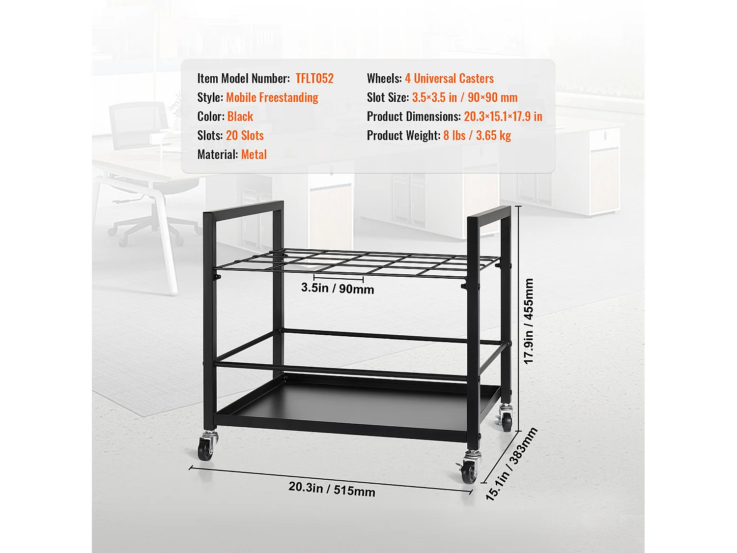 Support de Rangement Mobile pour Plans SucceBuy, 20 Emplacements, Stockage Organisé des Documents