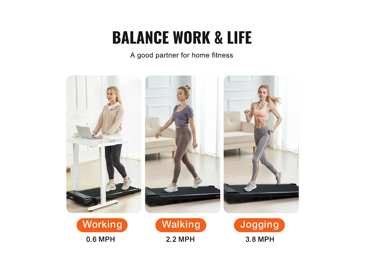 Tapis de marche sous le bureau SucceBuy, Tapis de Course Incliné pour la Maison, le Bureau, le Travail, le Jogging