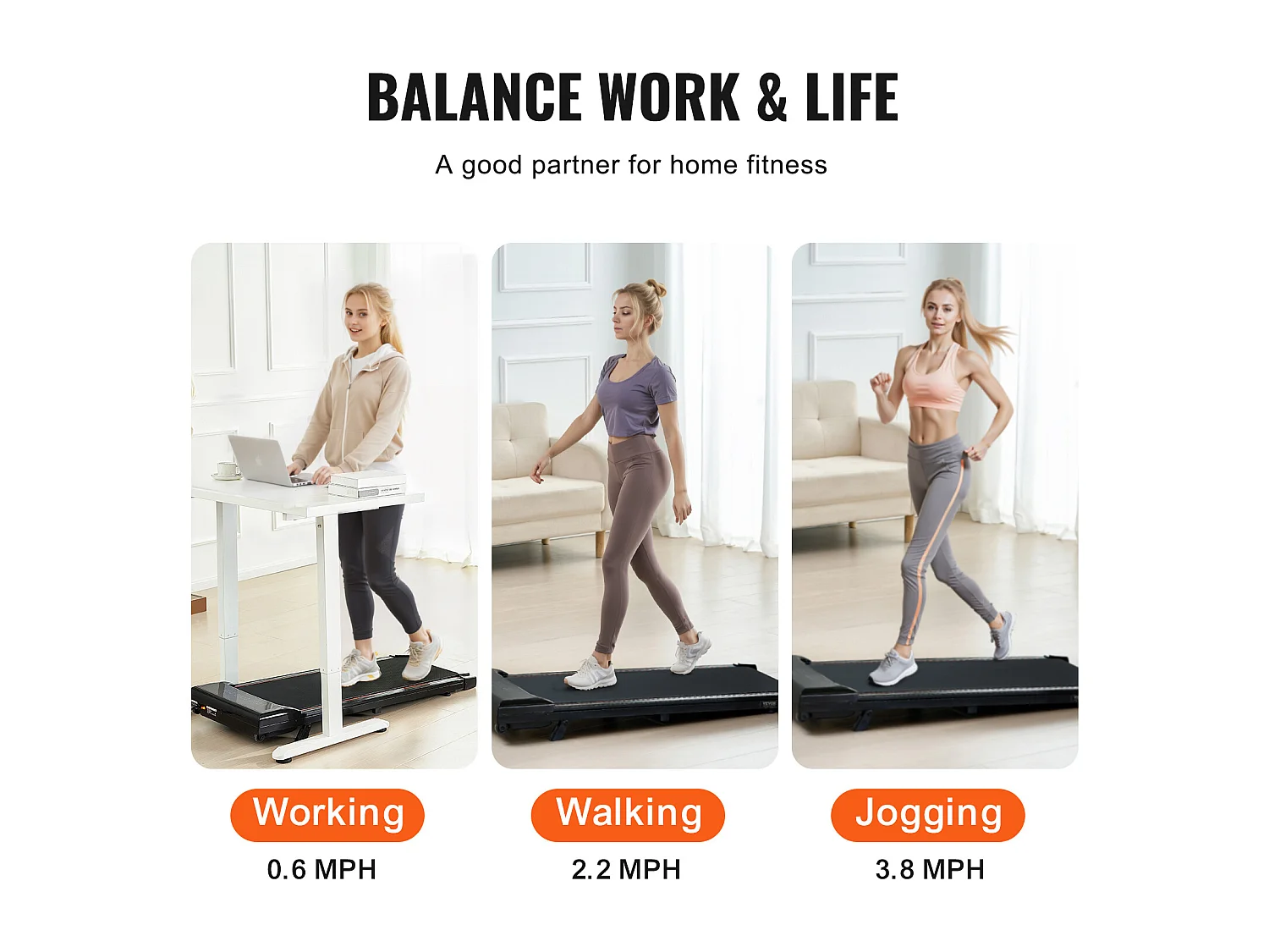 Tapis de marche sous le bureau SucceBuy, Tapis de Course Incliné pour la Maison, le Bureau, le Travail, le Jogging