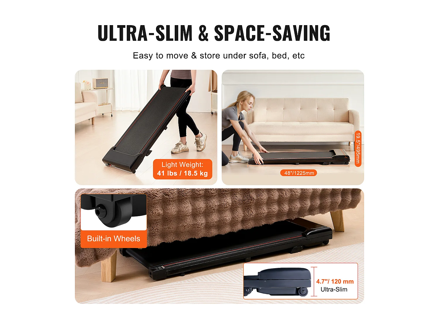 Tapis de marche sous le bureau SucceBuy, Tapis de Course Incliné pour la Maison, le Bureau, le Travail, le Jogging