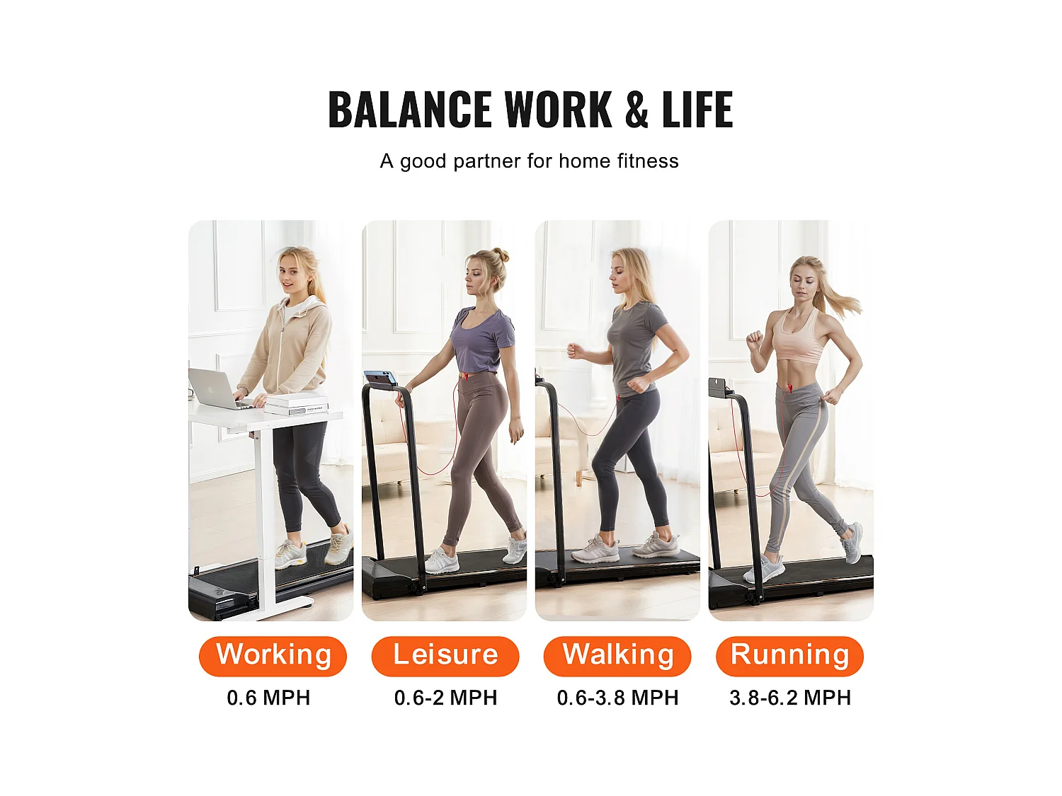 Tapis de Course SucceBuy, Sous le Bureau avec Poignée pour la Maison, pour Activité Légère ou  Course Vigoureuse