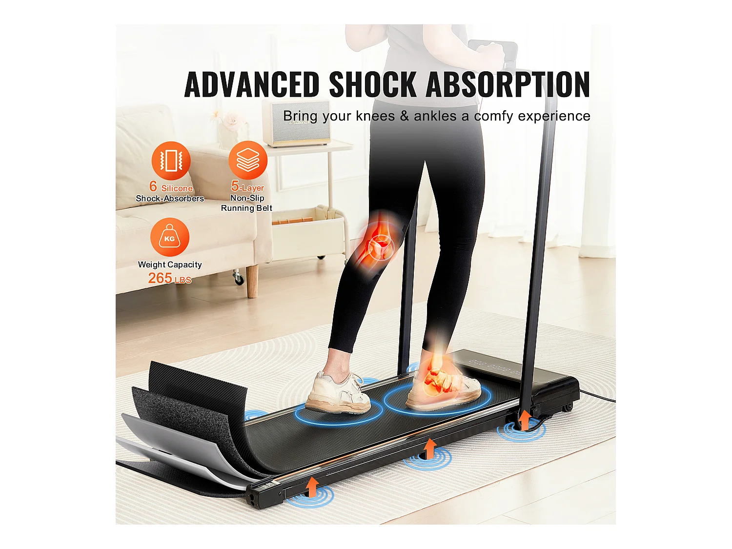 Tapis de Course SucceBuy, Sous le Bureau avec Poignée pour la Maison, pour Activité Légère ou  Course Vigoureuse