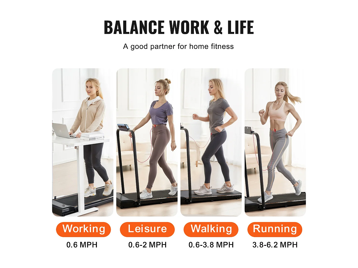 Tapis de Course SucceBuy, Sous le Bureau avec Poignée pour la Maison, pour Activité Légère ou  Course Vigoureuse