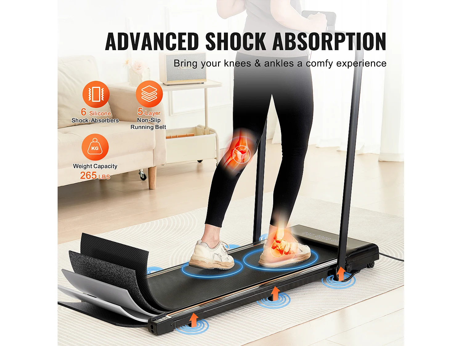 Tapis de Course SucceBuy, Sous le Bureau avec Poignée pour la Maison, pour Activité Légère ou  Course Vigoureuse